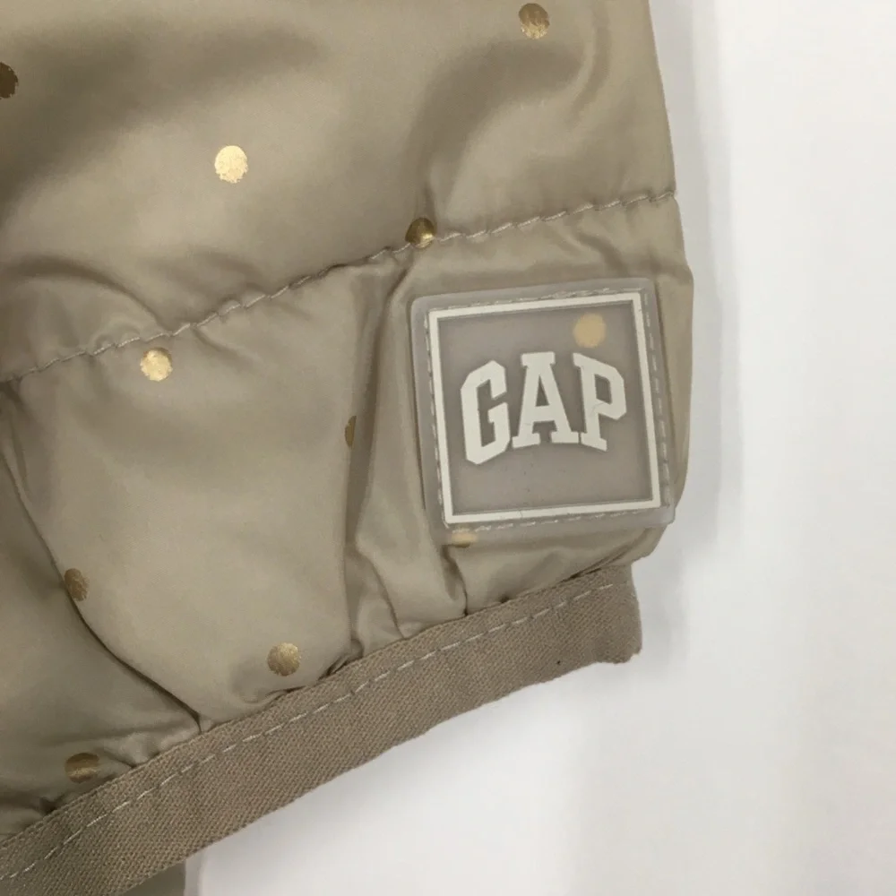 Gap Unicorn Puffer Rain Jacket 18-24 Months Tan Gold Polka Dot Water Resistant